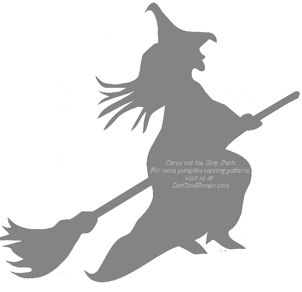 Flying Witch On Broom Halloween Pumpkin Carving Stencil Dot Com Women