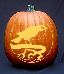 'Crow on a Branch' with Moon behind pattern - Free Pumpkin Carving ...