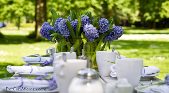 Blue and White Garden Party Table Setting