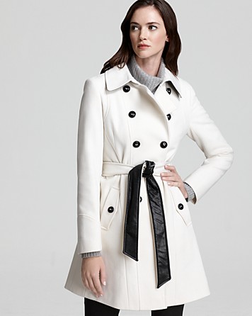 DKNY Double Breasted Coat with Two Tone Belt
