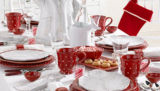 Red and White Dots and Stripes Christmas Table Decoration