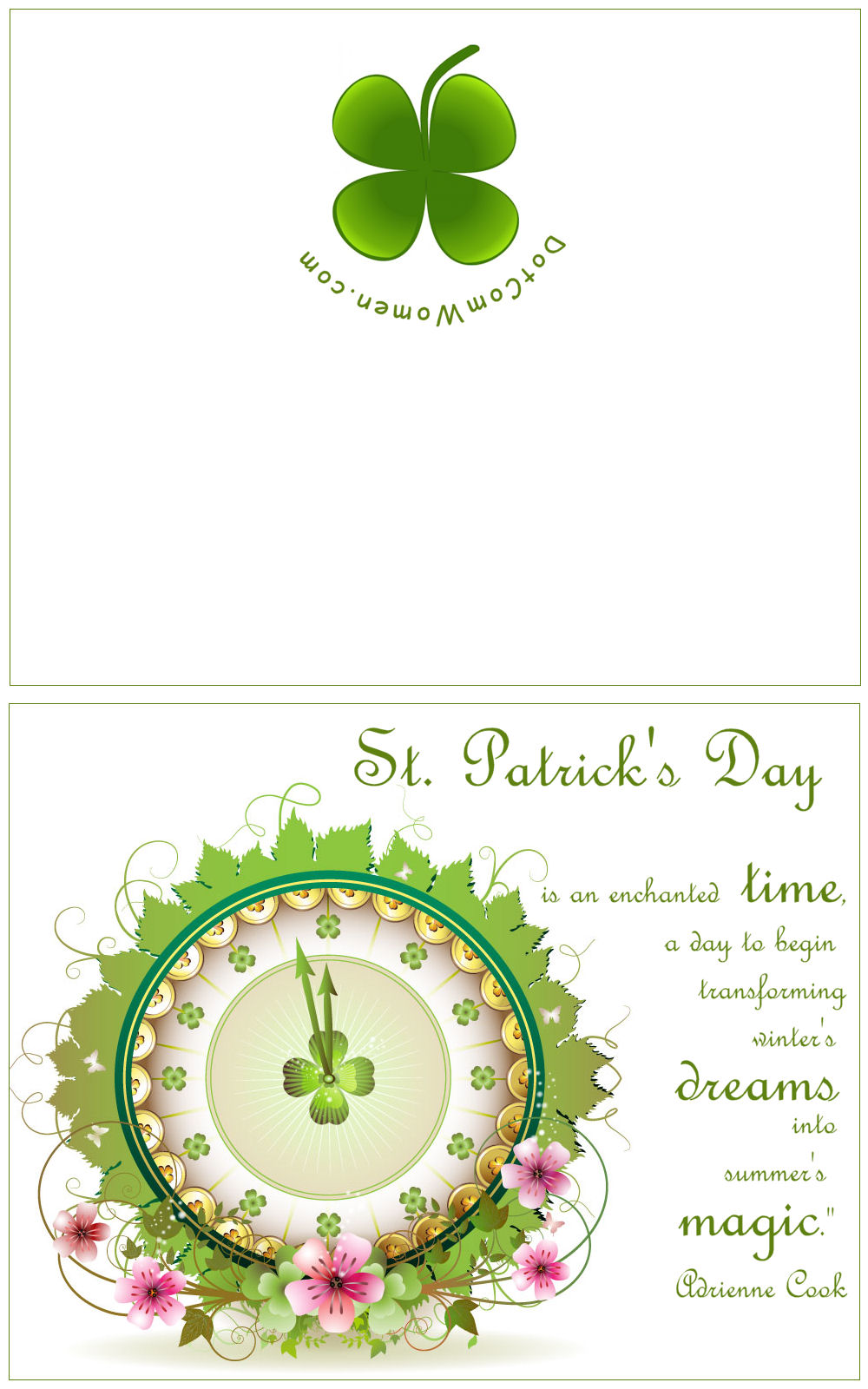 Printable St. Patrick's Day Card Dot Com Women