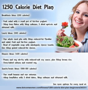 1250 Calorie Diet Plan for Beginners - Dot Com Women